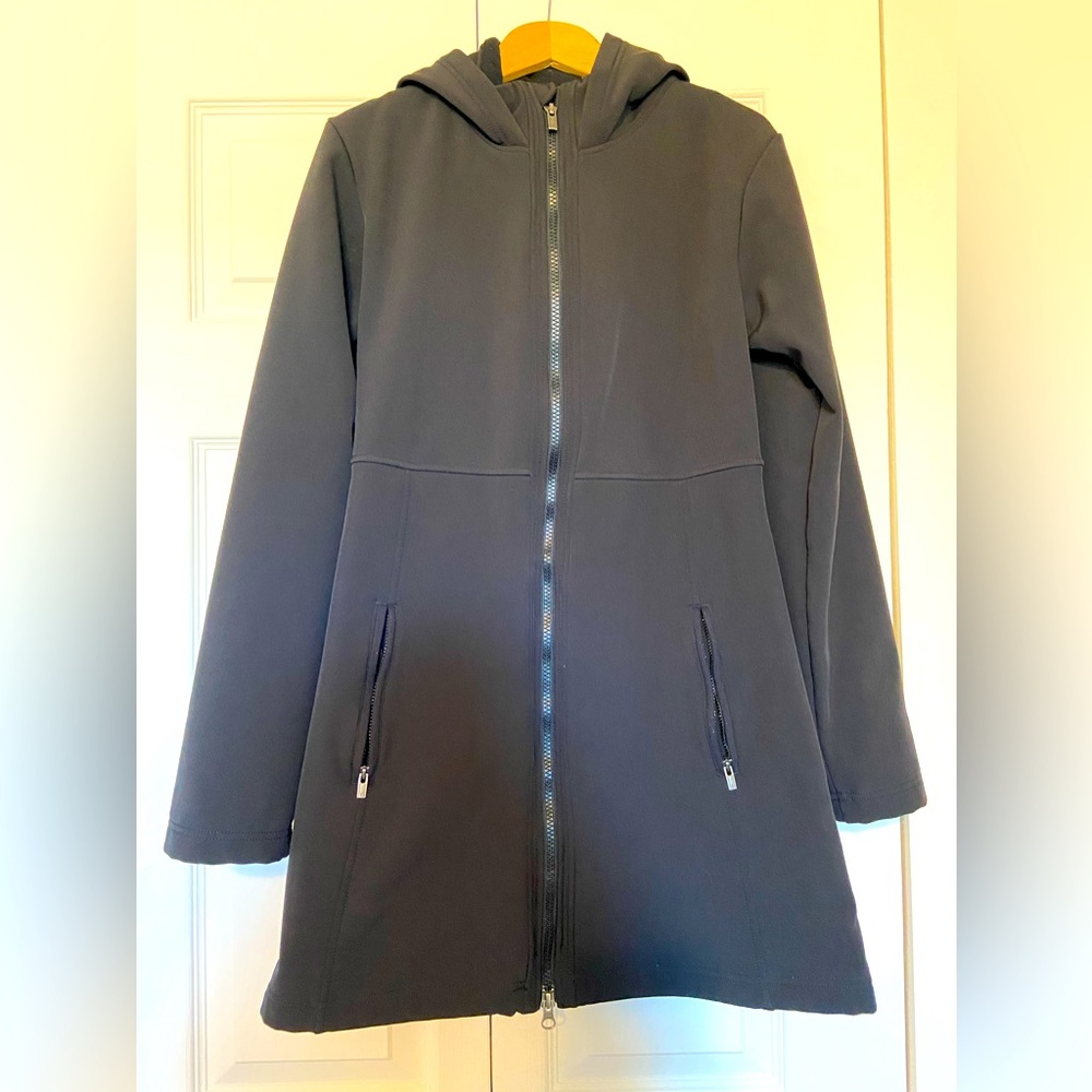 Black Lucy Trench Coat with Hood and side pockets - XS